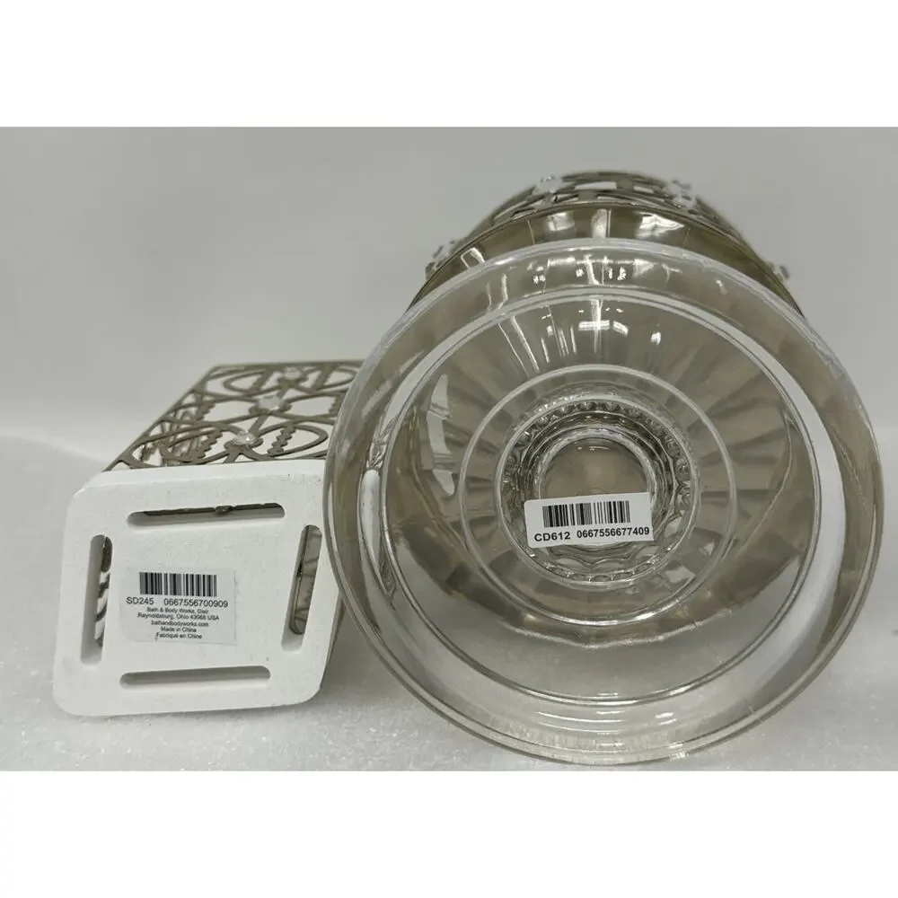 Bath & Body Works 2 Pc Glass Pedestal Candle Holder Soap Holder Matching Set - Picture 5 of 5